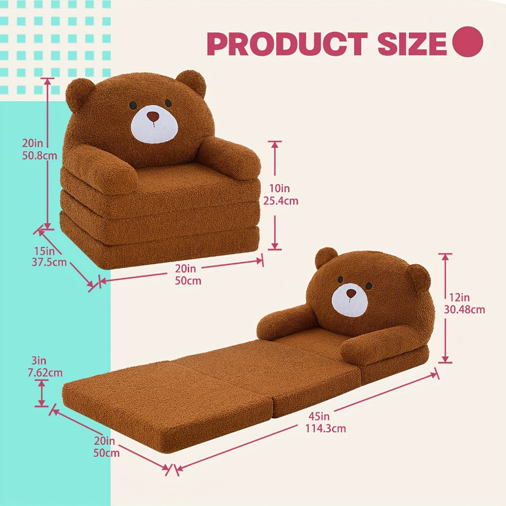 2-in-1 Foldable Kids Convertible Sofa Chair, Kids Flip-Out Chair detail image