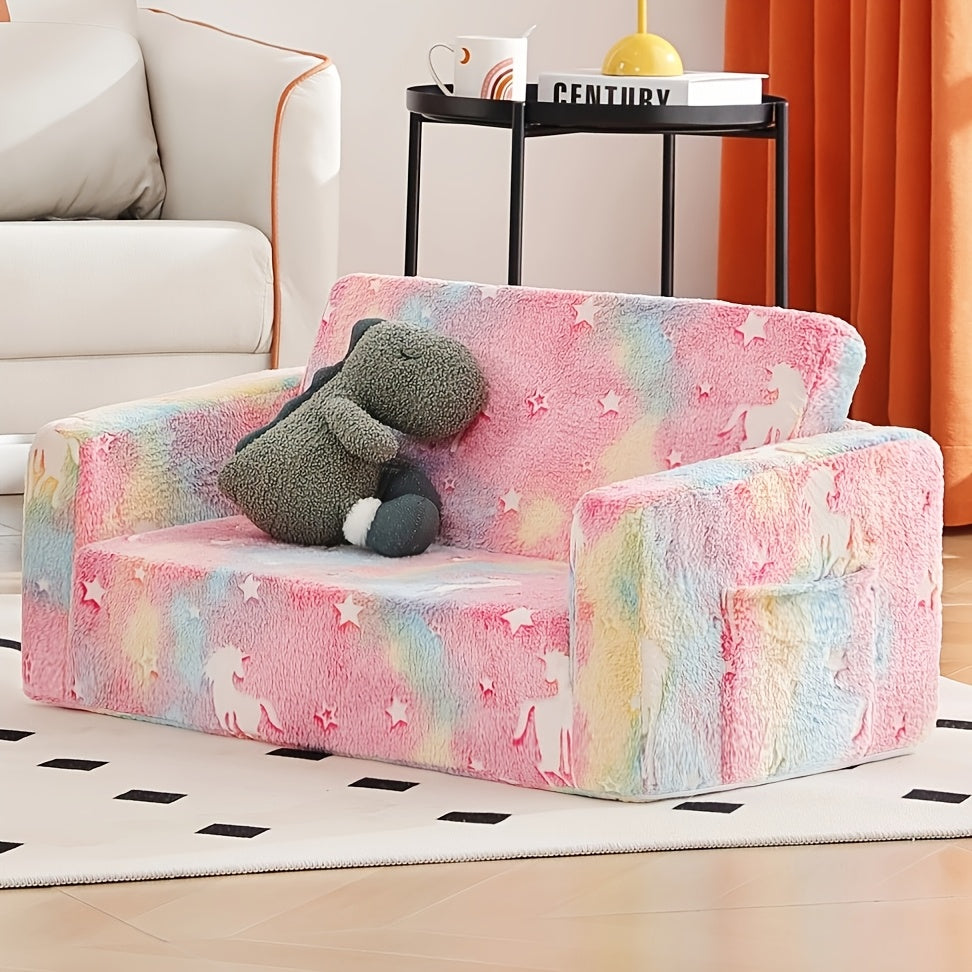 Kids Sofa Chair shown in the Colorful Pegasus-Night light option