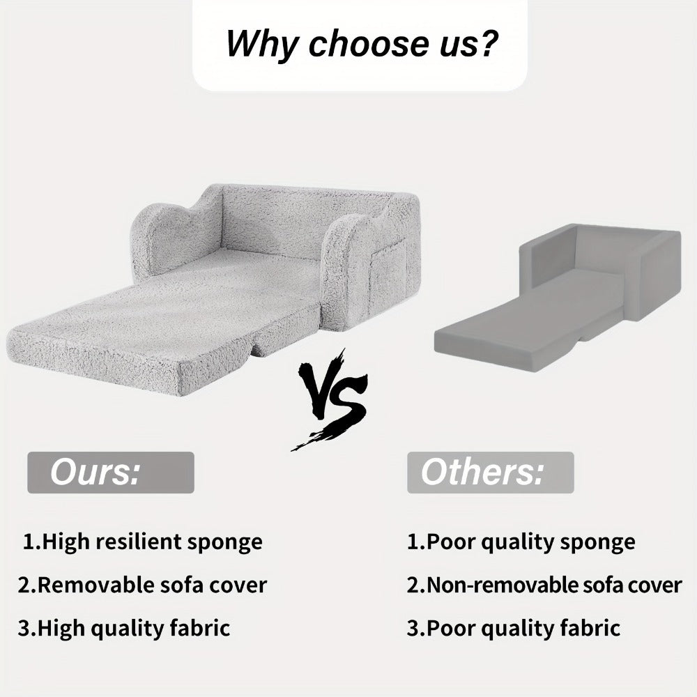 2-in-1 Kids Convertible Sofa Chair, Kids Flip-Out Chair for Comfortable Everyday Seating detail image - detail view 10