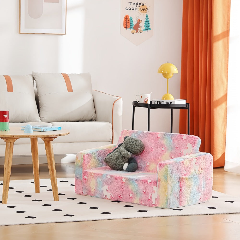 2-in-1 Kids Convertible Sofa Chair, Kids Flip-Out Chair for Comfortable Everyday Seating detail image - detail view 3