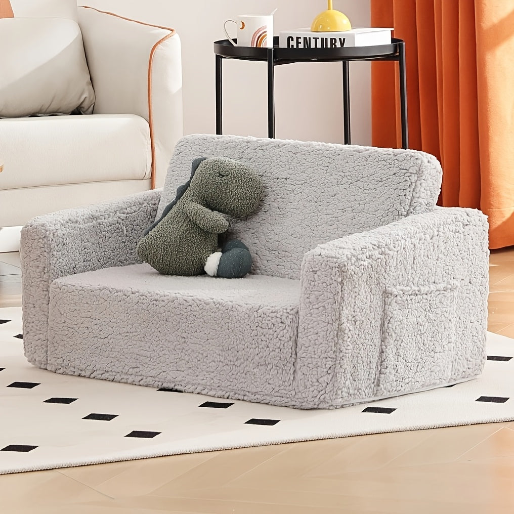 Kids Sofa Chair shown in the Grey-sofa option
