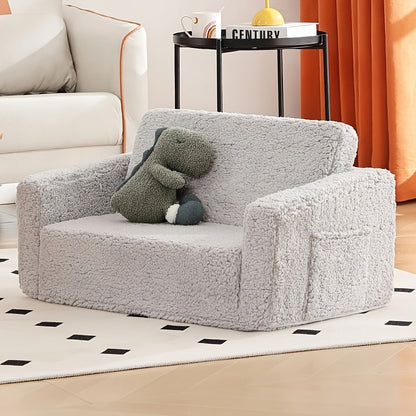 Kids Sofa Chair shown in the Grey-sofa option