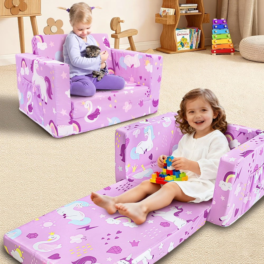 2-in-1 Kids Convertible Sofa Chair, Kids Sofa Bed for Kids' Room detail image - detail view 3