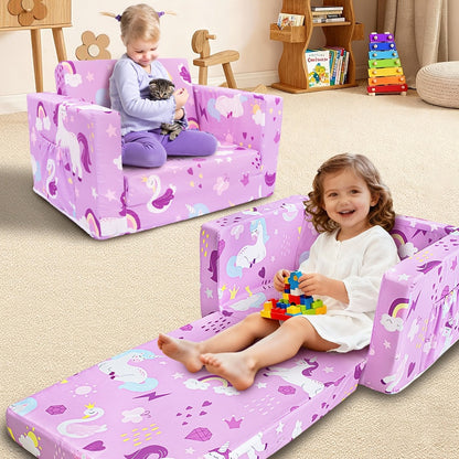 2-in-1 Kids Convertible Sofa Chair, Kids Sofa Bed for Kids' Room detail image - detail view 3
