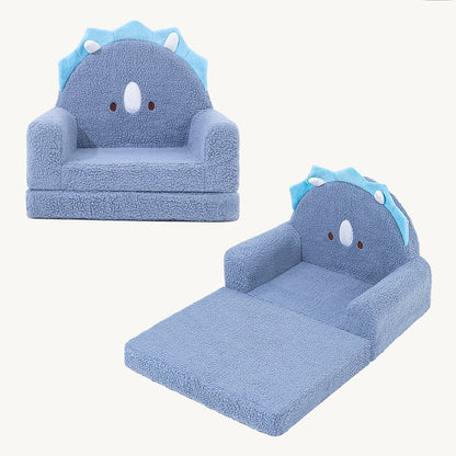 Kids Sofa shown in the 2-Fold Sofa, Blue Triceratops option