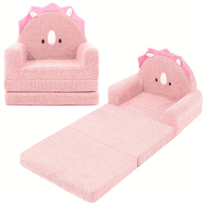 Kids Sofa shown in the 3-Fold Sofa, Pink Triceratops option