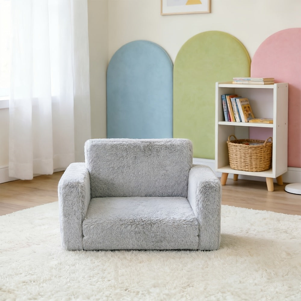 2-in-1 Velvet Kids Convertible Sofa Chair with Fold-Out Lounger for Kids' Room detail image - detail view 9
