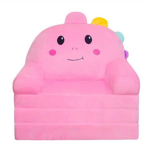 2-in-1 Velvet Kids Foldable Sofa with Fold-Out Lounger and Memory Foam for Kids' Room detail image