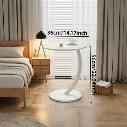 Side Table shown in the 1-layer metal frame C-shaped reinforced high-end white option