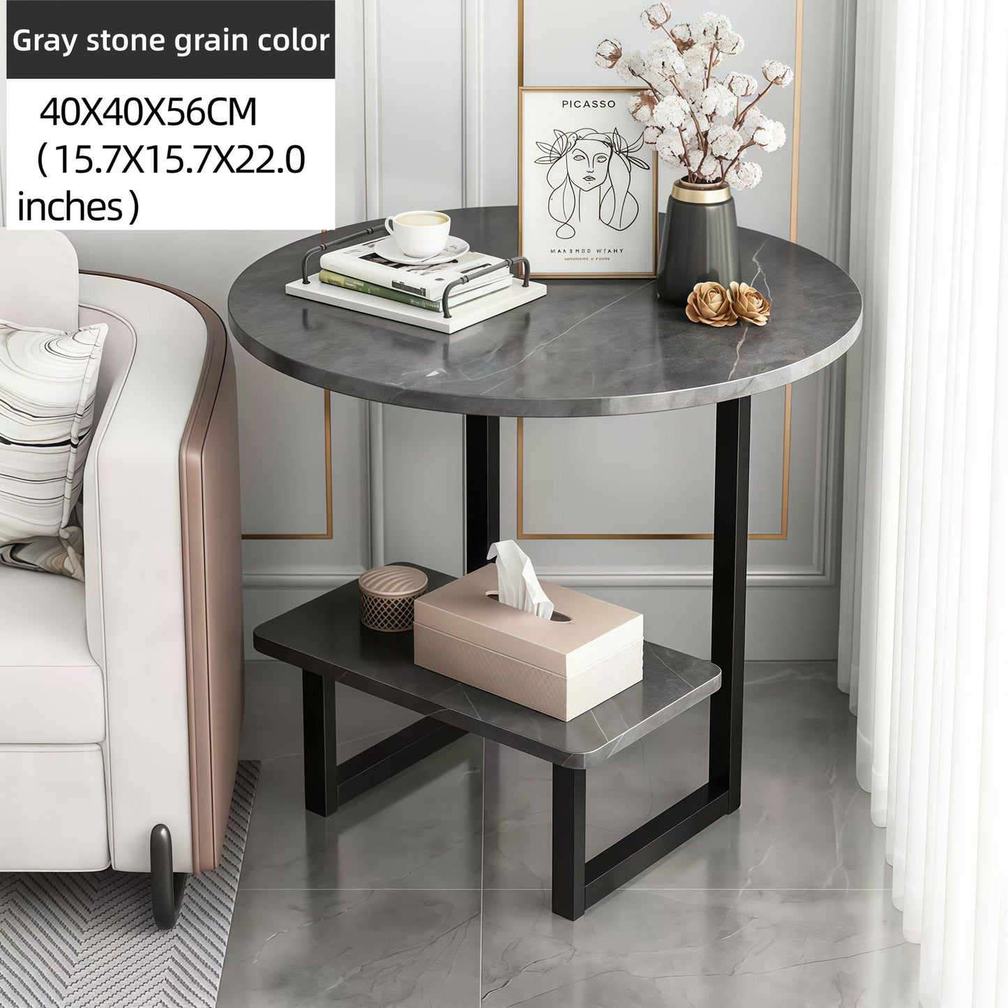 Side Table shown in the Black marble pattern option