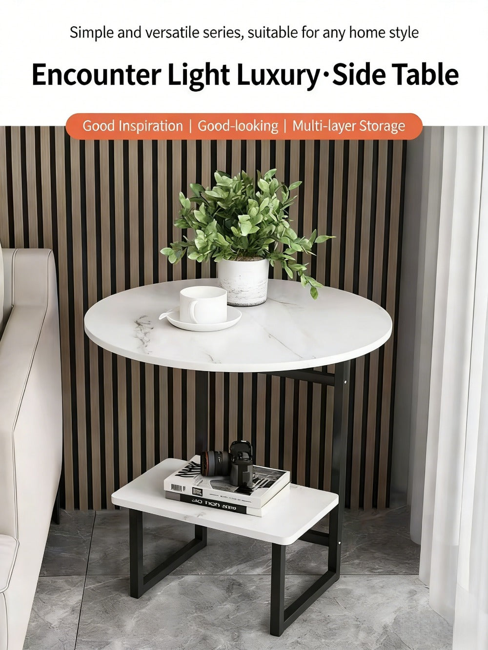 2-Layer Metal Side Table, Bedside End Table for Work, Display, and Everyday Use detail image - detail view 16