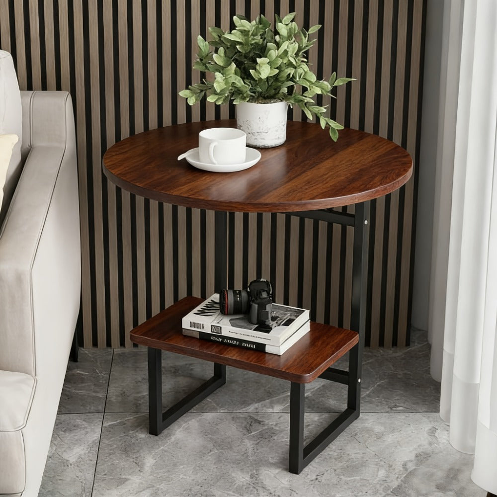 2-Layer Metal Side Table, Bedside End Table for Work, Display, and Everyday Use detail image