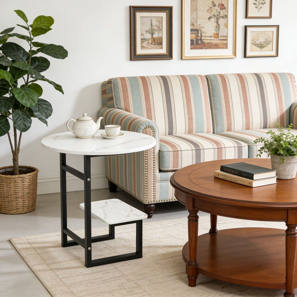 2-Layer Metal Side Table, Bedside End Table for Work, Display, and Everyday Use detail image - detail view 4