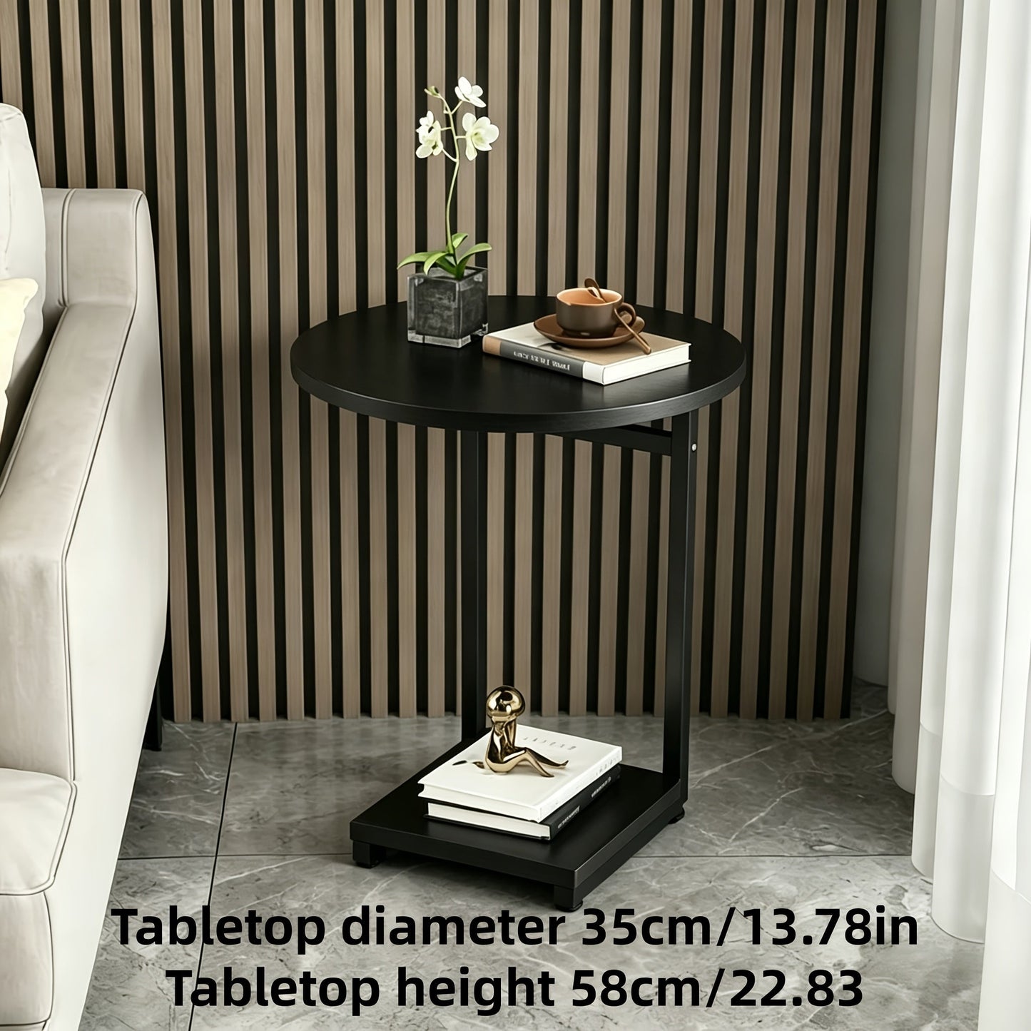 Side Table shown in the Single-layer light luxury high appearance black glossy option