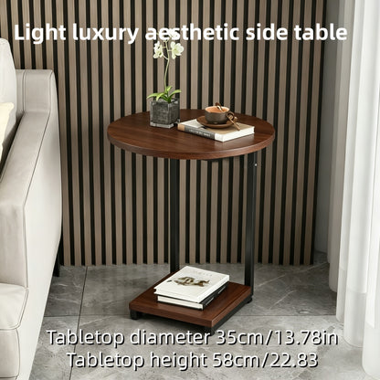 Side Table shown in the Single-layer light luxury texture dark wood grain option