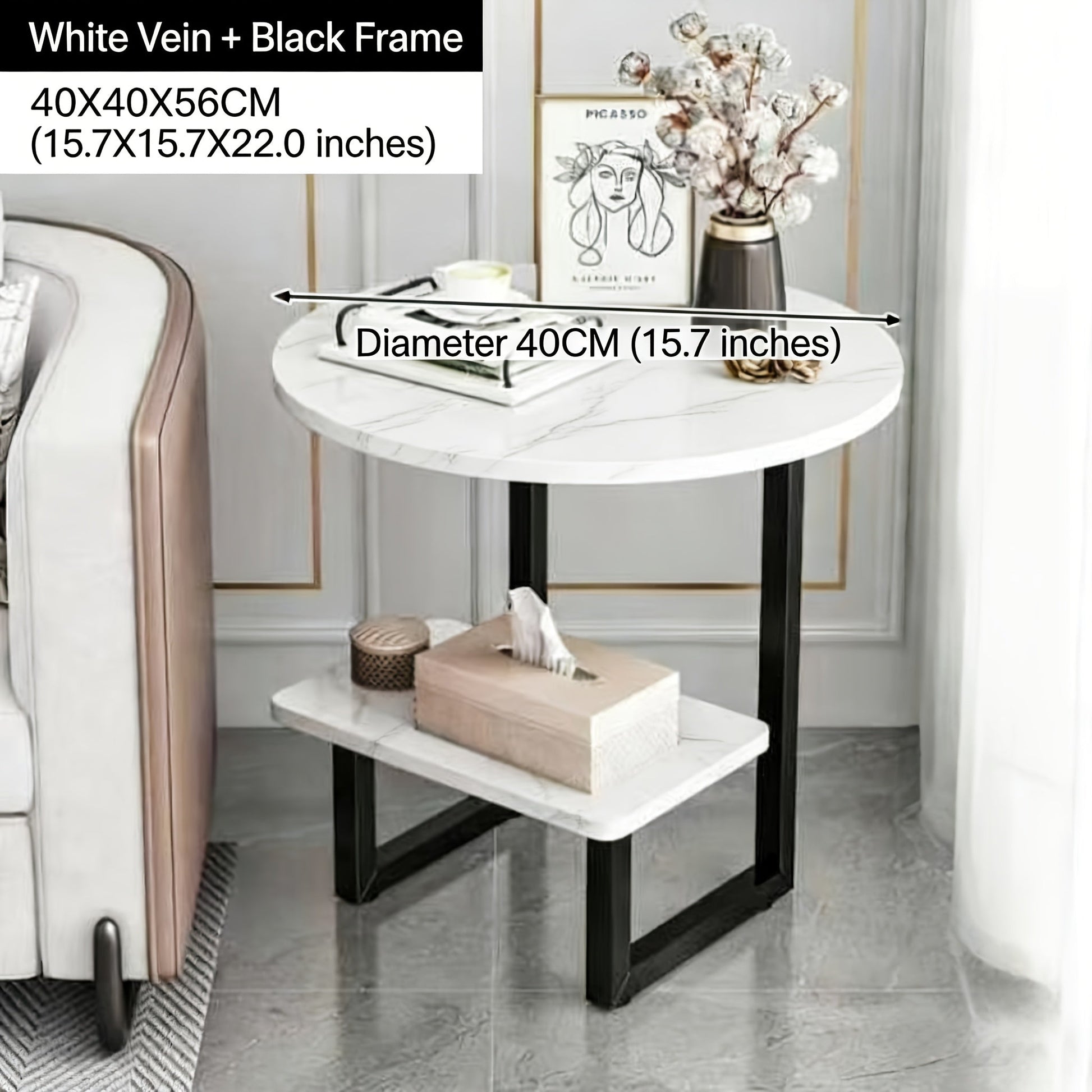 Side Table shown in the White Marble Pattern option