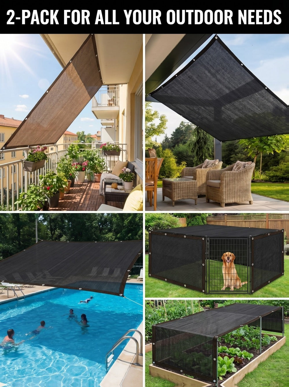 2-Pack Outdoor Sun Shade Sail with UV Protection for Outdoor Shade and Protection in Patio detail image - detail view 22