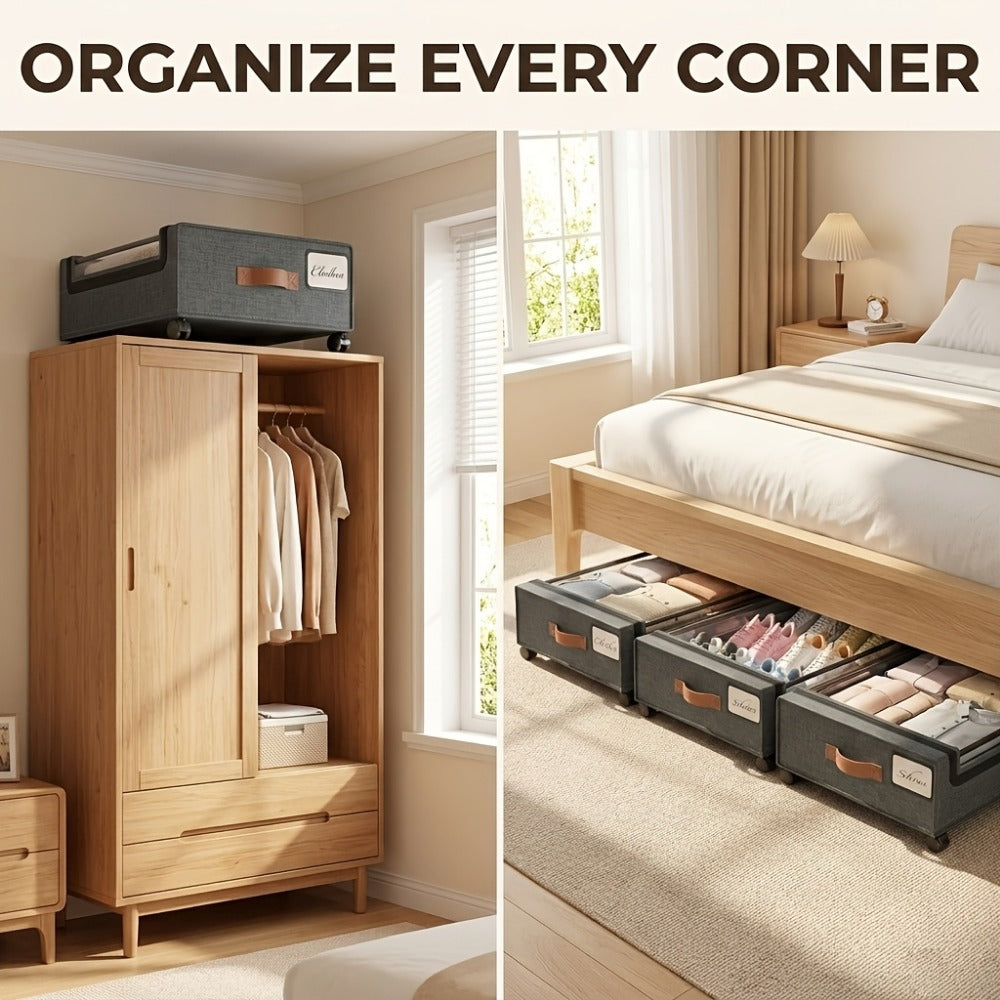 2-Pack Rolling Under Bed Storage with Rolling Wheels for Bedroom detail image - detail view 10