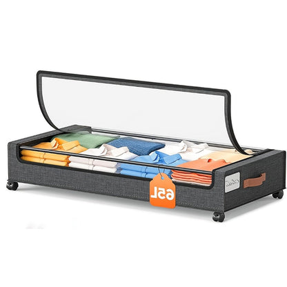 2-Pack Rolling Under Bed Storage with Rolling Wheels for Bedroom detail image - detail view 5