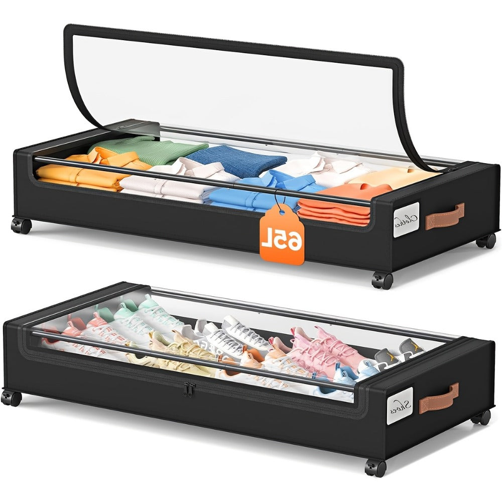 2-Pack Rolling Under Bed Storage with Rolling Wheels for Bedroom detail image - detail view 7