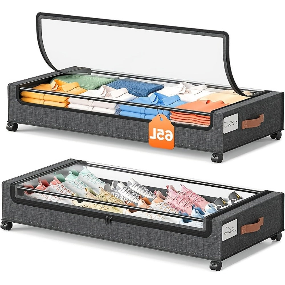 2-Pack Rolling Under Bed Storage with Rolling Wheels for Bedroom detail image - detail view 9