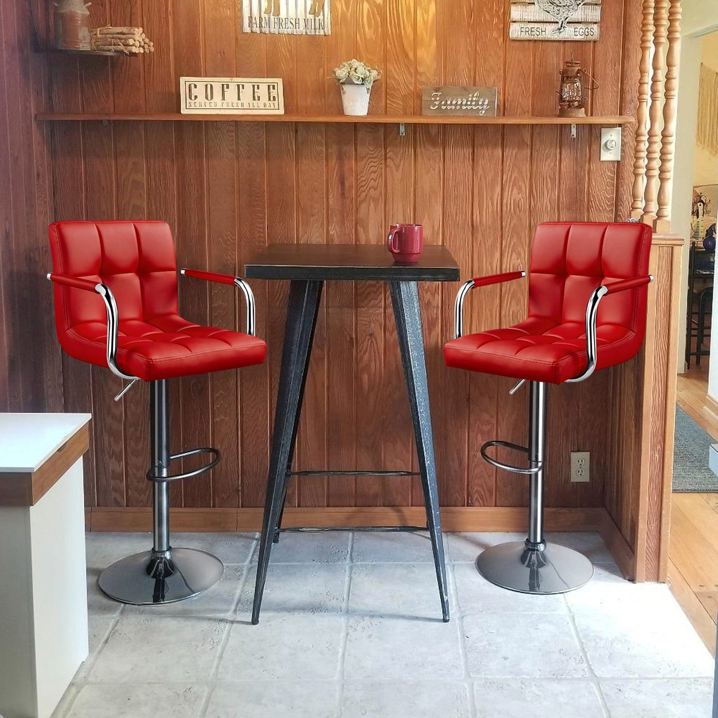 2-Piece Set Faux Leather Bar Stool for Kitchen and Dining Room detail image - detail view 10