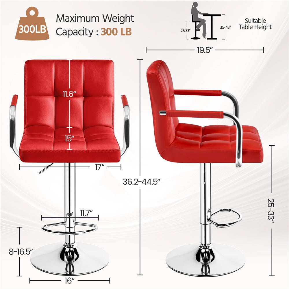 2-Piece Set Faux Leather Bar Stool for Kitchen and Dining Room detail image - detail view 11