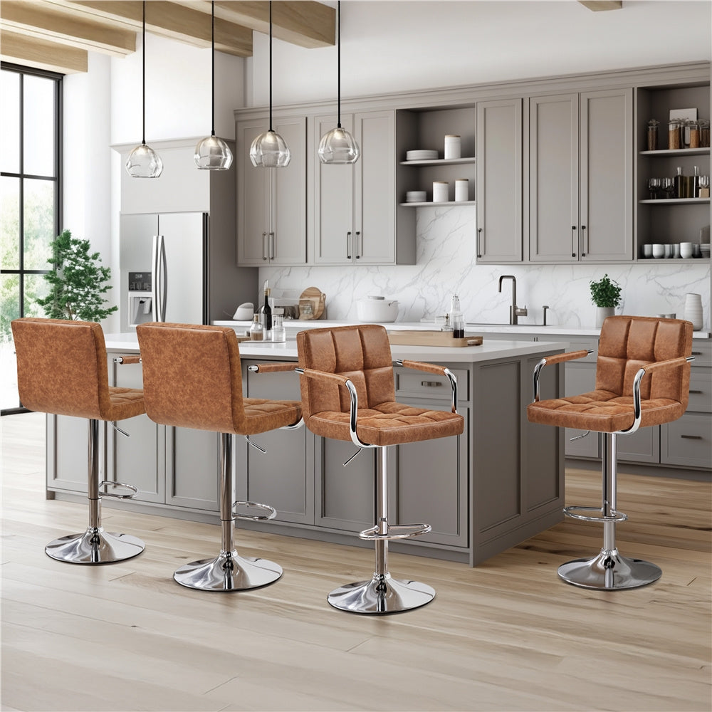 2-Piece Set Faux Leather Bar Stool for Kitchen and Dining Room detail image - detail view 13