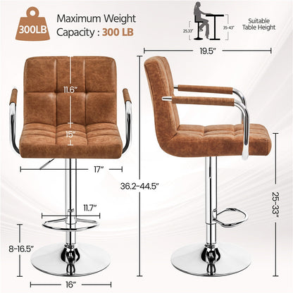 2-Piece Set Faux Leather Bar Stool for Kitchen and Dining Room detail image - detail view 14