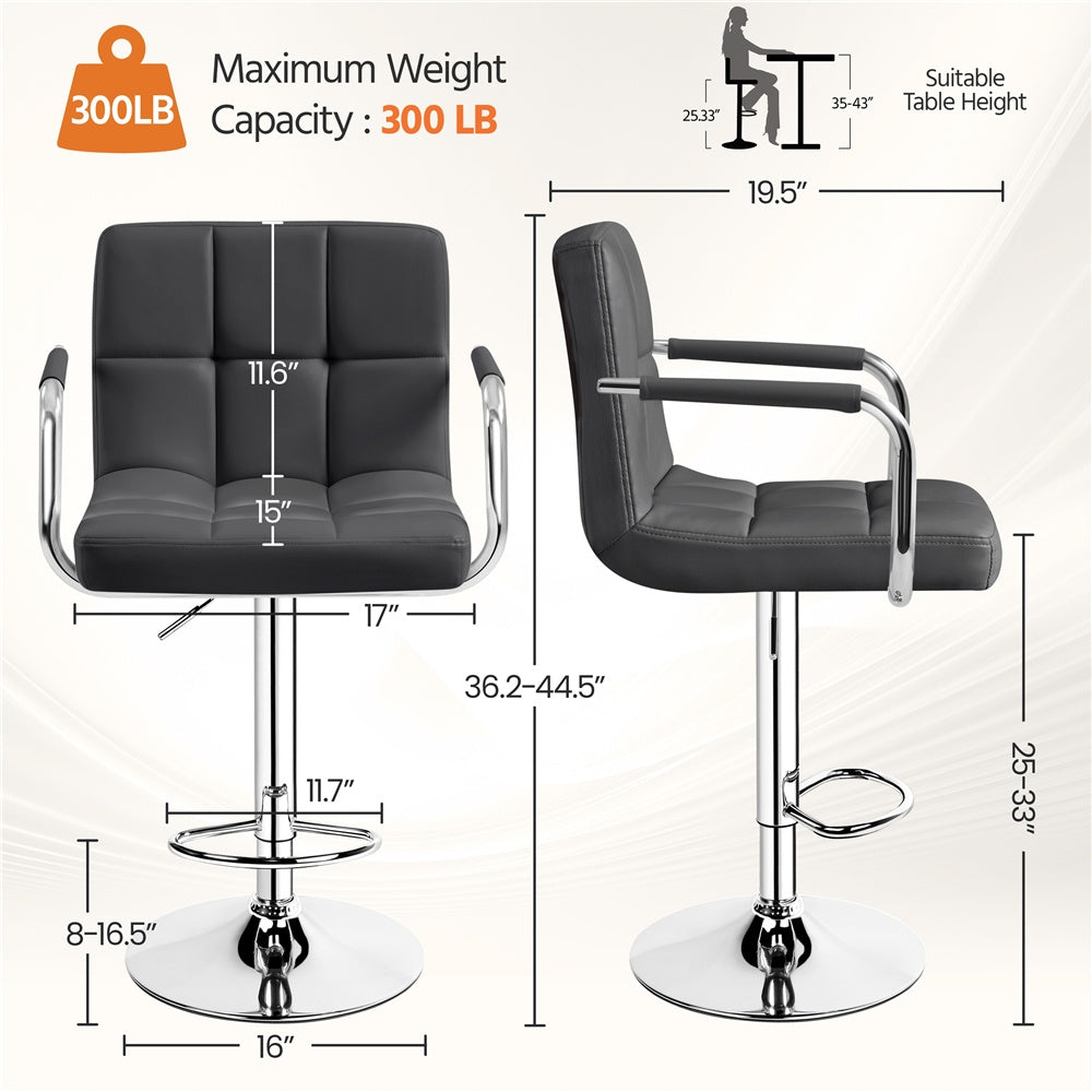 2-Piece Set Faux Leather Bar Stool for Kitchen and Dining Room detail image - detail view 17