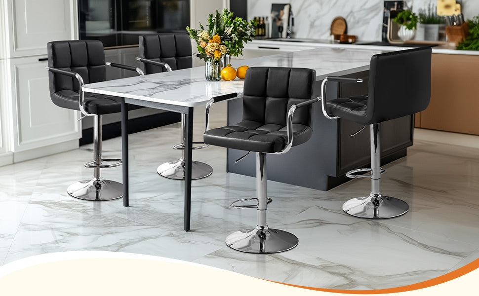 2-Piece Set Faux Leather Bar Stool for Kitchen and Dining Room detail image - detail view 18