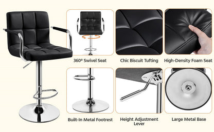 2-Piece Set Faux Leather Bar Stool for Kitchen and Dining Room detail image - detail view 19
