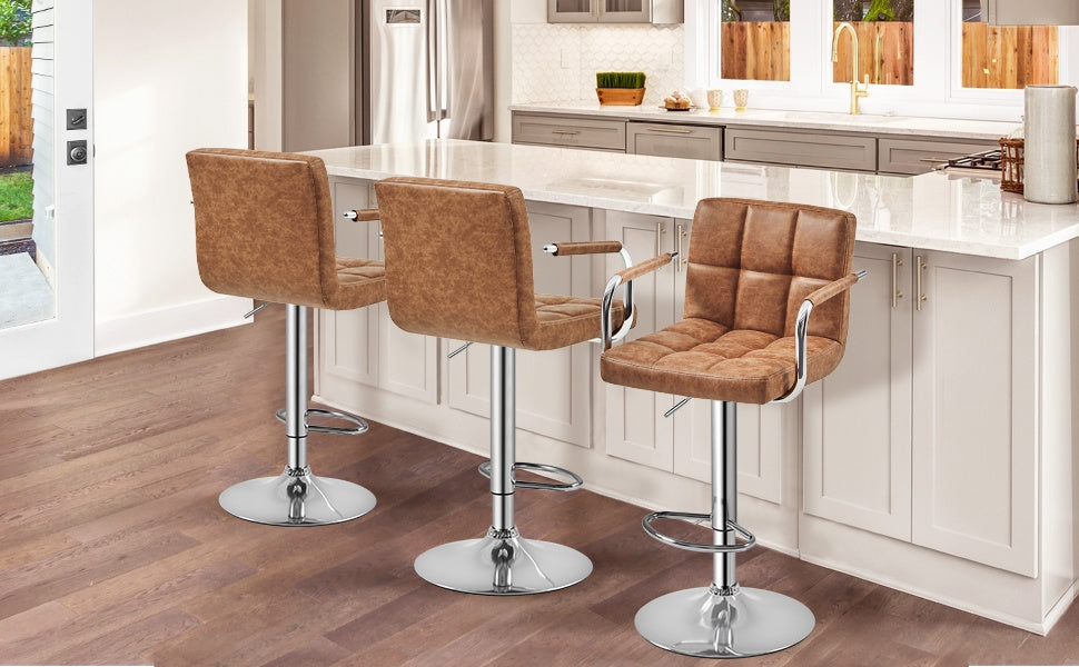 2-Piece Set Faux Leather Bar Stool for Kitchen and Dining Room detail image - detail view 23