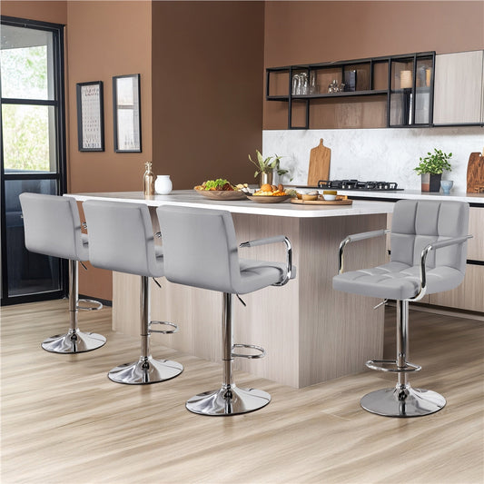 2-Piece Set Faux Leather Bar Stool for Kitchen and Dining Room detail image