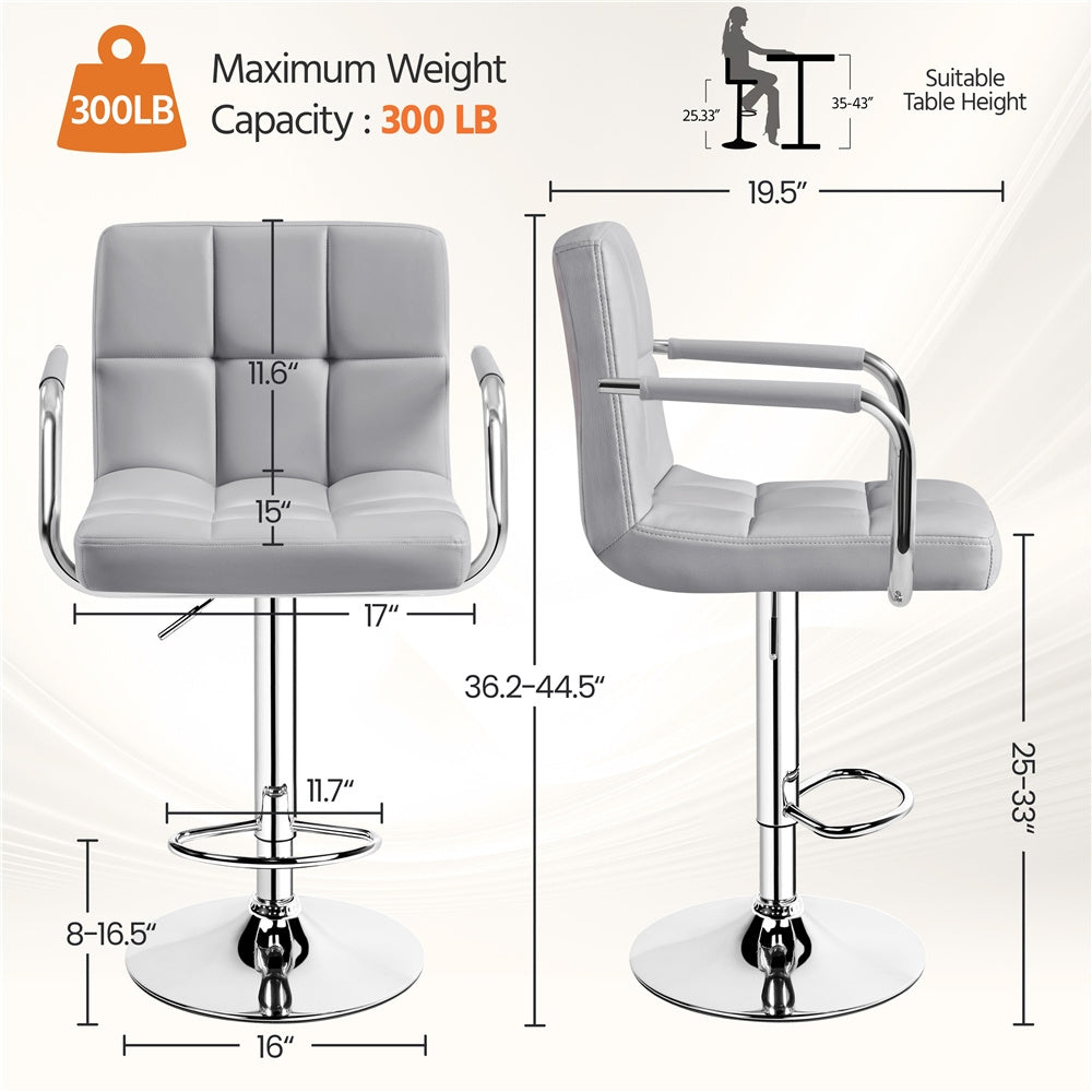 2-Piece Set Faux Leather Bar Stool for Kitchen and Dining Room detail image - detail view 4