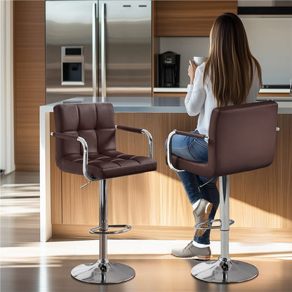 2-Piece Set Faux Leather Bar Stool for Kitchen and Dining Room detail image - detail view 6