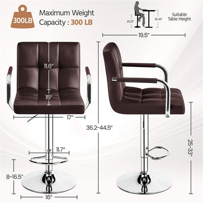2-Piece Set Faux Leather Bar Stool for Kitchen and Dining Room detail image - detail view 8