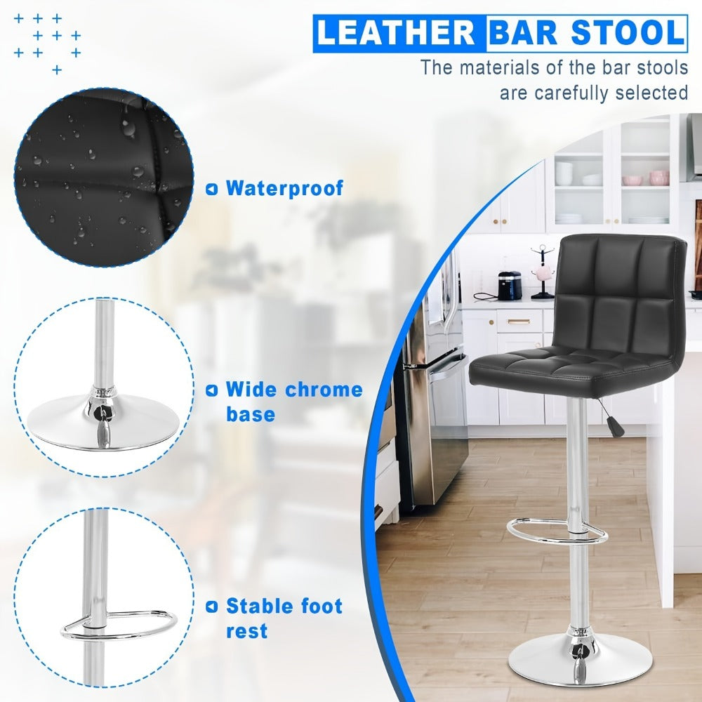 2-Piece Set Faux Leather Bar Stool with Footrest for Kitchen detail image - detail view 12