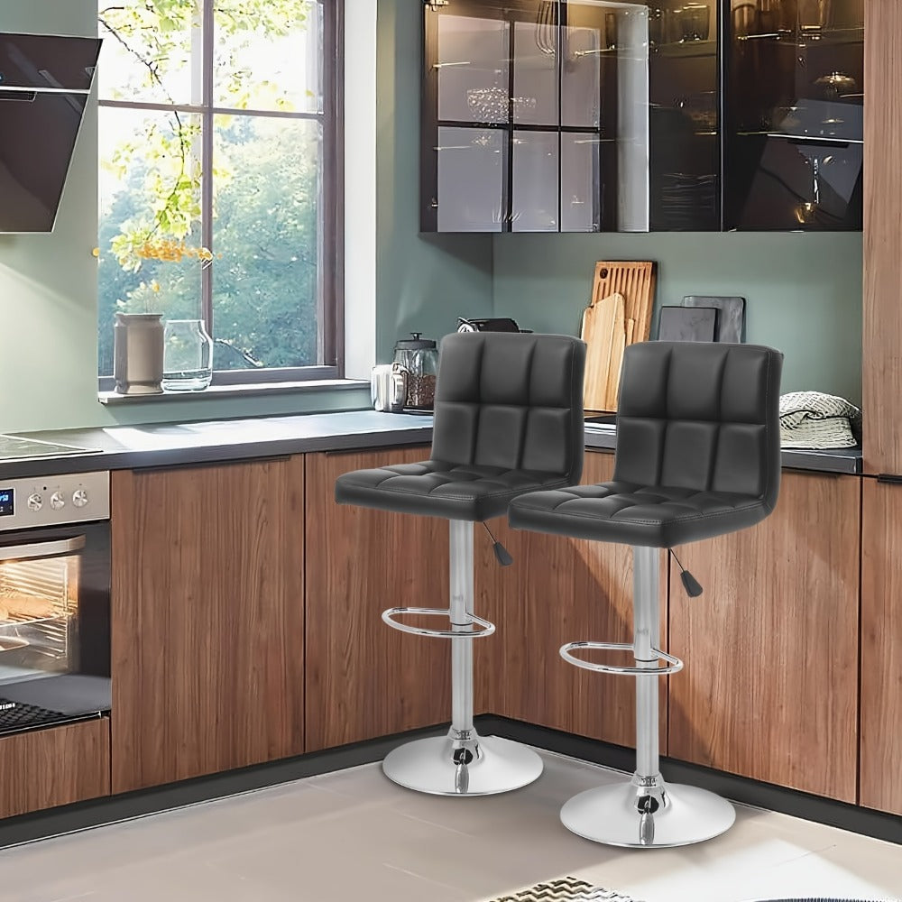 2-Piece Set Faux Leather Bar Stool with Footrest for Kitchen detail image - detail view 13
