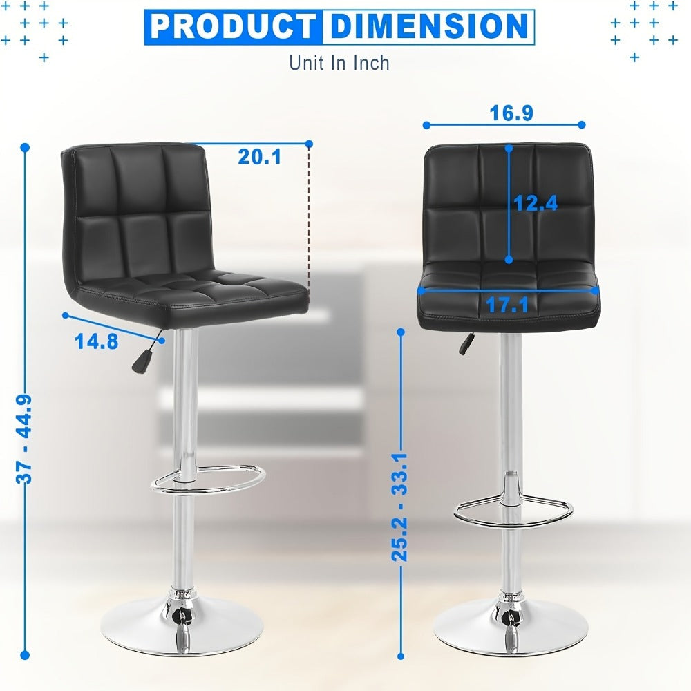 2-Piece Set Faux Leather Bar Stool with Footrest for Kitchen detail image - detail view 4