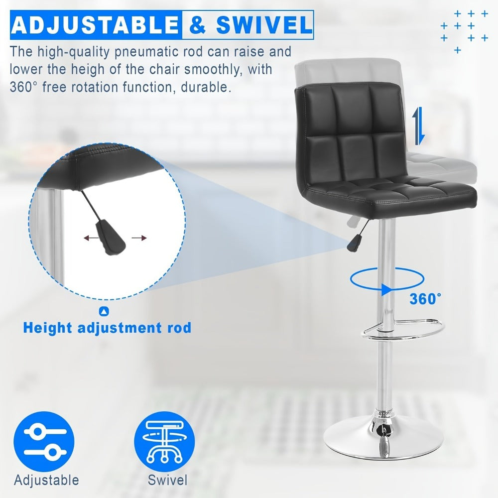 2-Piece Set Faux Leather Bar Stool with Footrest for Kitchen detail image - detail view 8