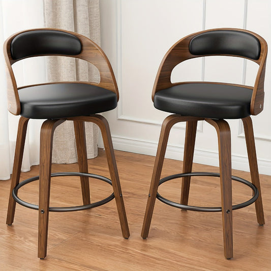 Bar Stools, Counter Height Set of 2 Swivel Faux Leather 26 Inch Modern Barstools shown in the main product view