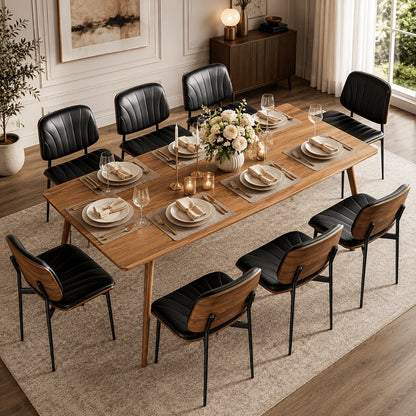 2-Piece Set Faux Leather Dining Chair, Upholstered Side Chair for Kitchen detail image - detail view 16