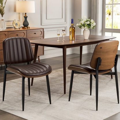 2-Piece Set Faux Leather Dining Chair, Upholstered Side Chair for Kitchen detail image - detail view 19