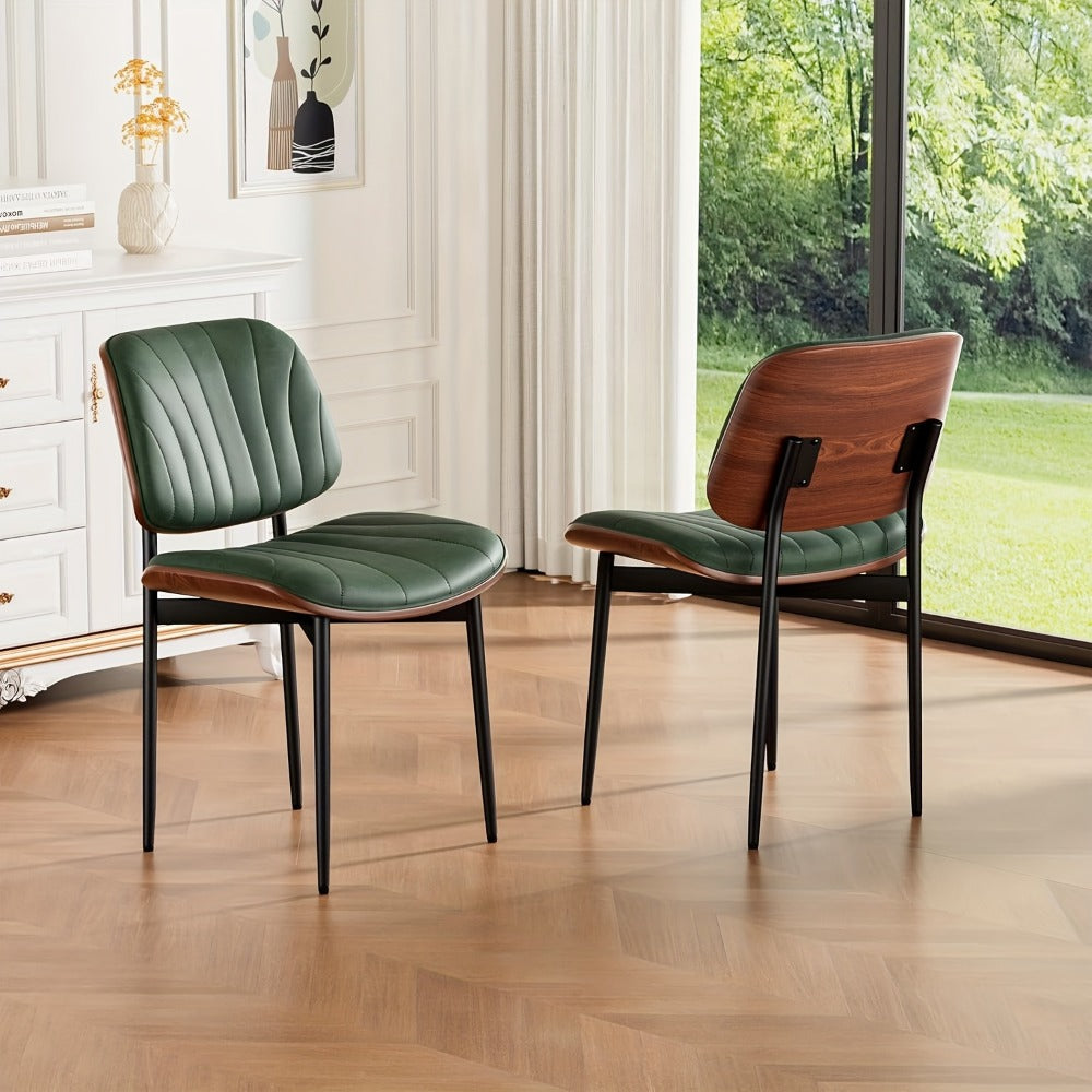2-Piece Set Faux Leather Dining Chair, Upholstered Side Chair for Kitchen detail image - detail view 9