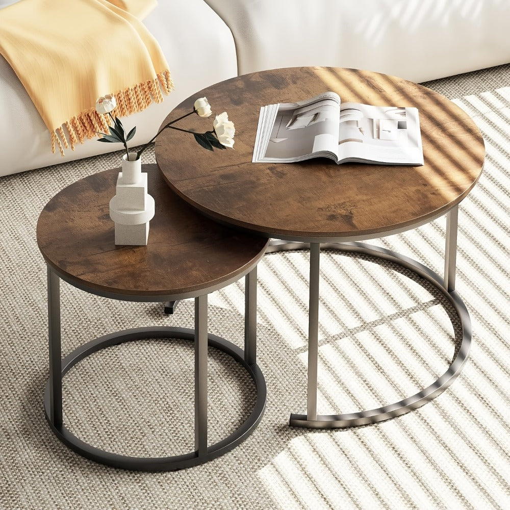 2-Piece Set Faux Marble Coffee Table, Living Room Center Table detail image - detail view 11