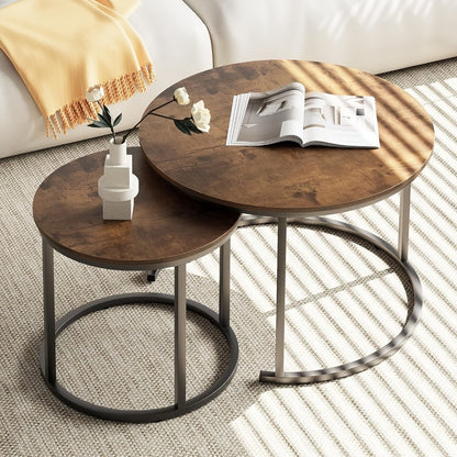 2-Piece Set Faux Marble Coffee Table, Living Room Center Table detail image - detail view 11
