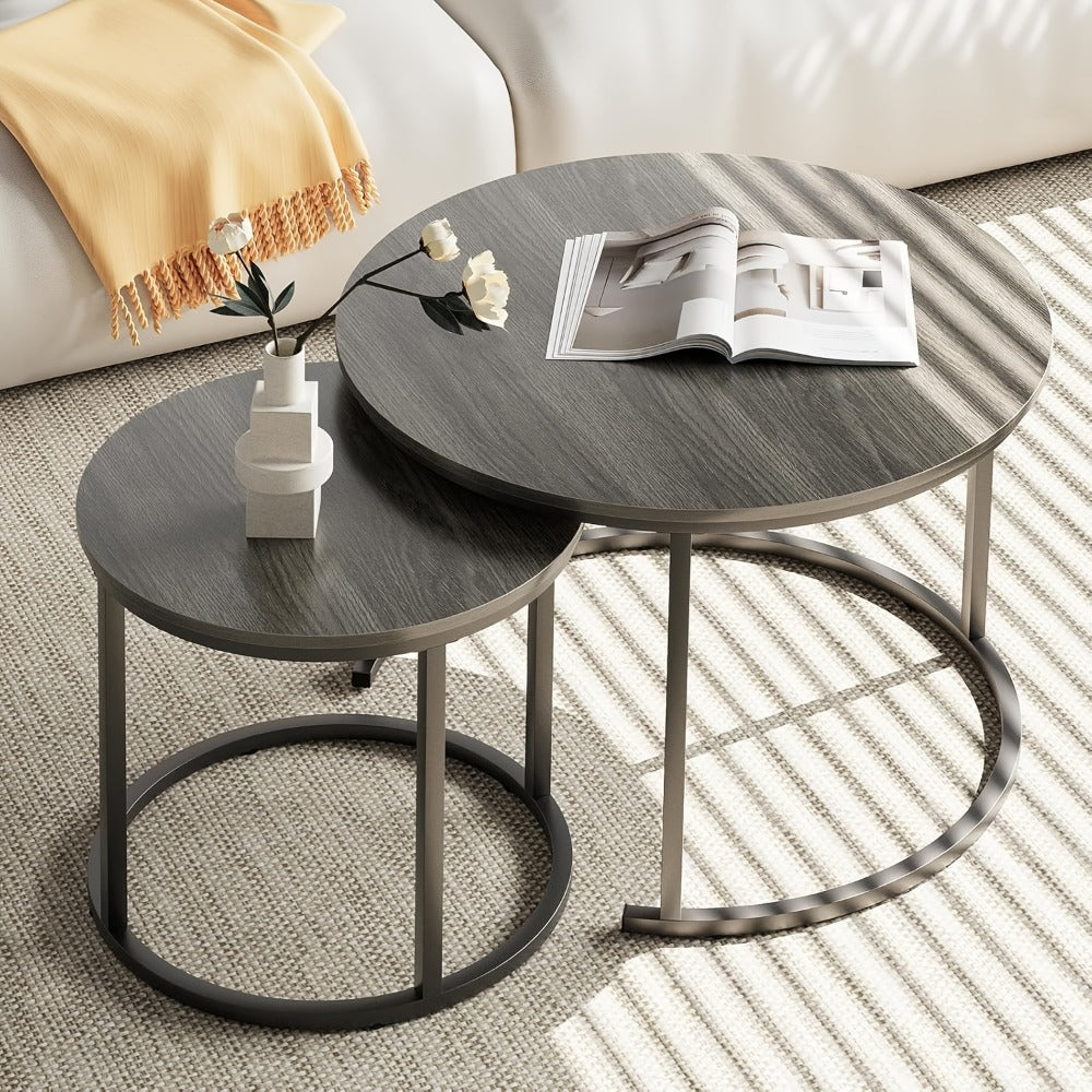 2-Piece Set Faux Marble Coffee Table, Living Room Center Table detail image - detail view 13