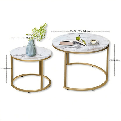 2-Piece Set Faux Marble Coffee Table, Living Room Center Table detail image - detail view 14