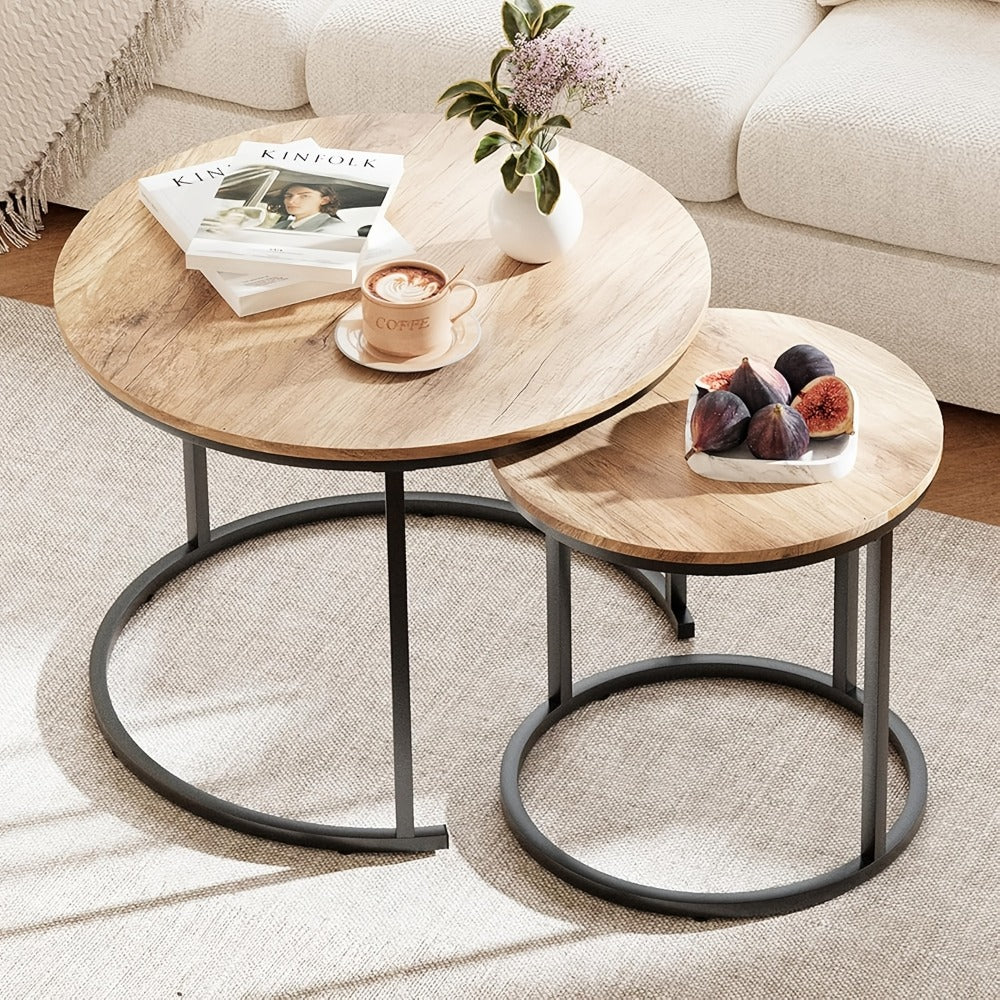 2-Piece Set Faux Marble Coffee Table, Living Room Center Table detail image - detail view 3